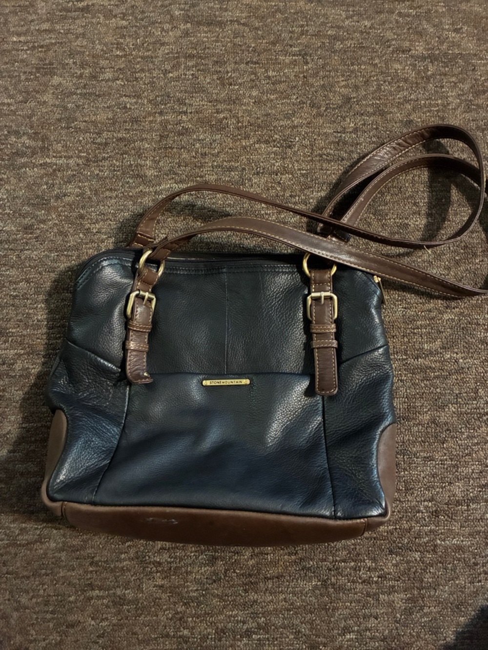 Stone Mountain Accessories Black and Brown Leather Shoulder Bag